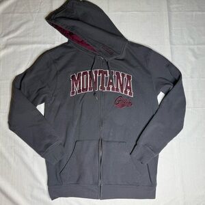 Montana Grizzlies Men's Charcoal Gray Arch & Logo 3.0 Large Full-Zip Hoodie